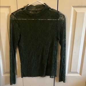 Anthropologie Forest Green Lace Blouse *NEVER WORN*